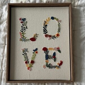Embroidered LOVE Framed Wall Art
